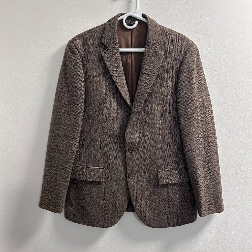 🔥: J Crew • Slim • Thompson • Brown • Herringbone • Wool • Suit Jacket • 38S